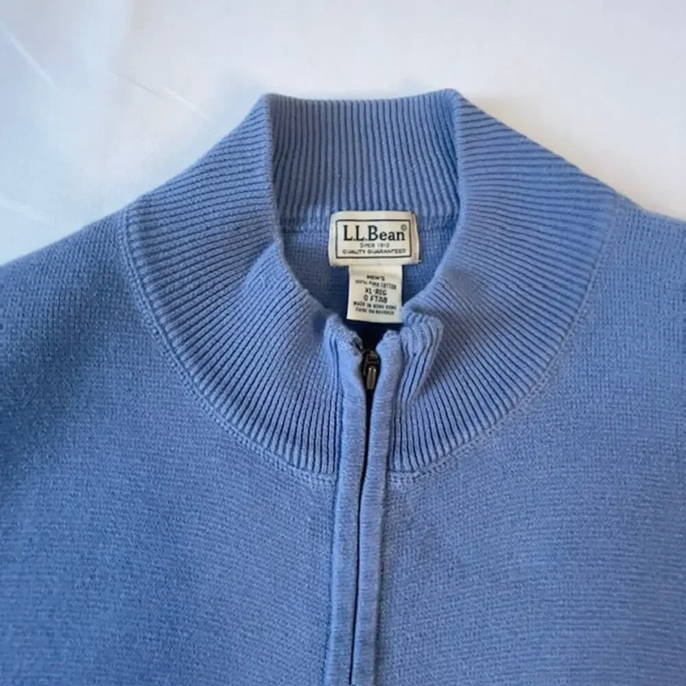 L.L.Bean Men’s Blue Cotton Zip Front Sweater Jacket XL Reg Classic Heritage